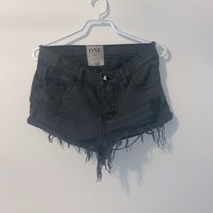 One Teaspoon Black Ripped Jean short shorts